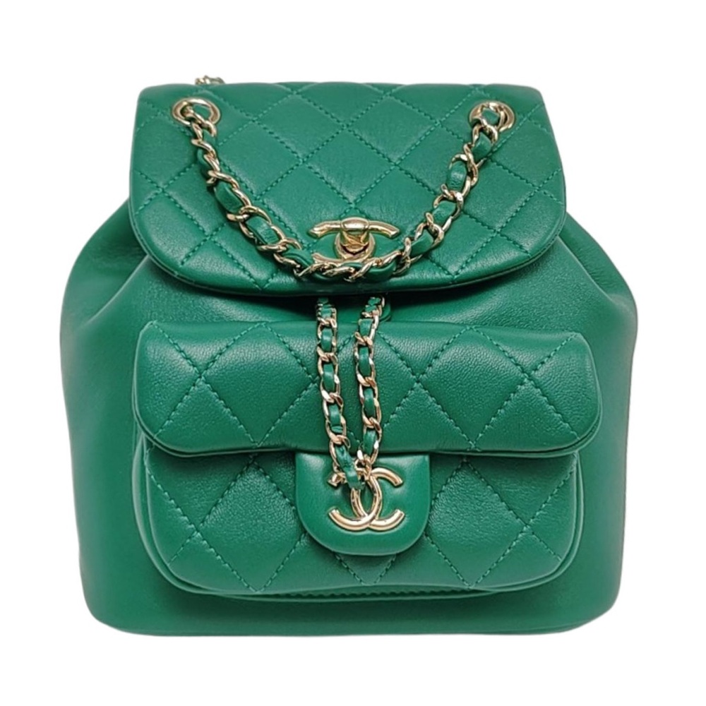 Chanel Green Quilted Lambskin Small Backpack